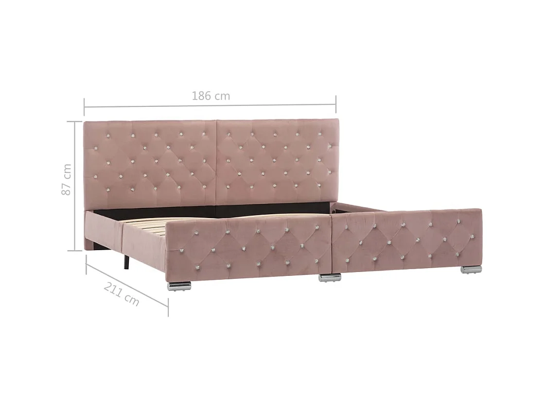 Cadre de lit sans matelas Rose Velours 180x200 cm