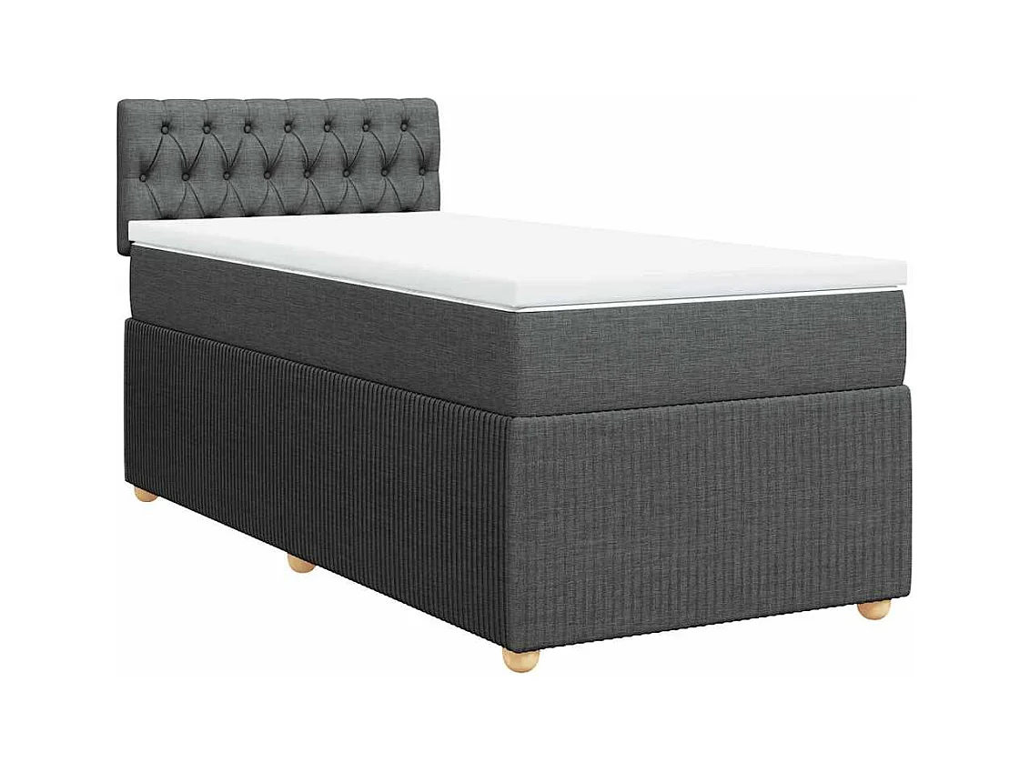 Sommier à lattes de lit avec matelas Gris foncé 80x200 cm Tissu