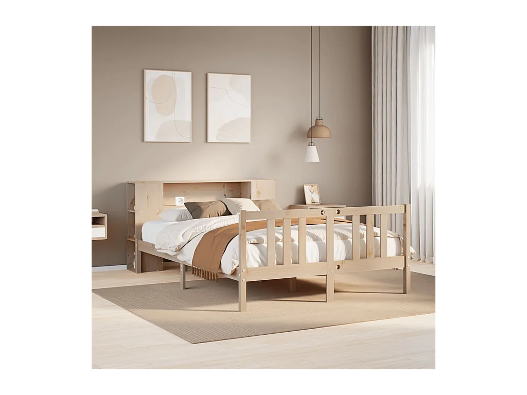 Cama biblioteca sin colchón 120x200 cm madera maciza de pino