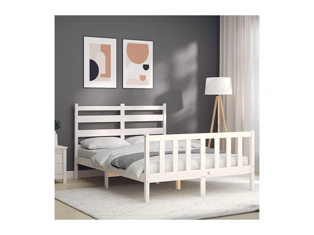 Estructura de cama sin colchón blanca 120x200 cm madera maciza de pino