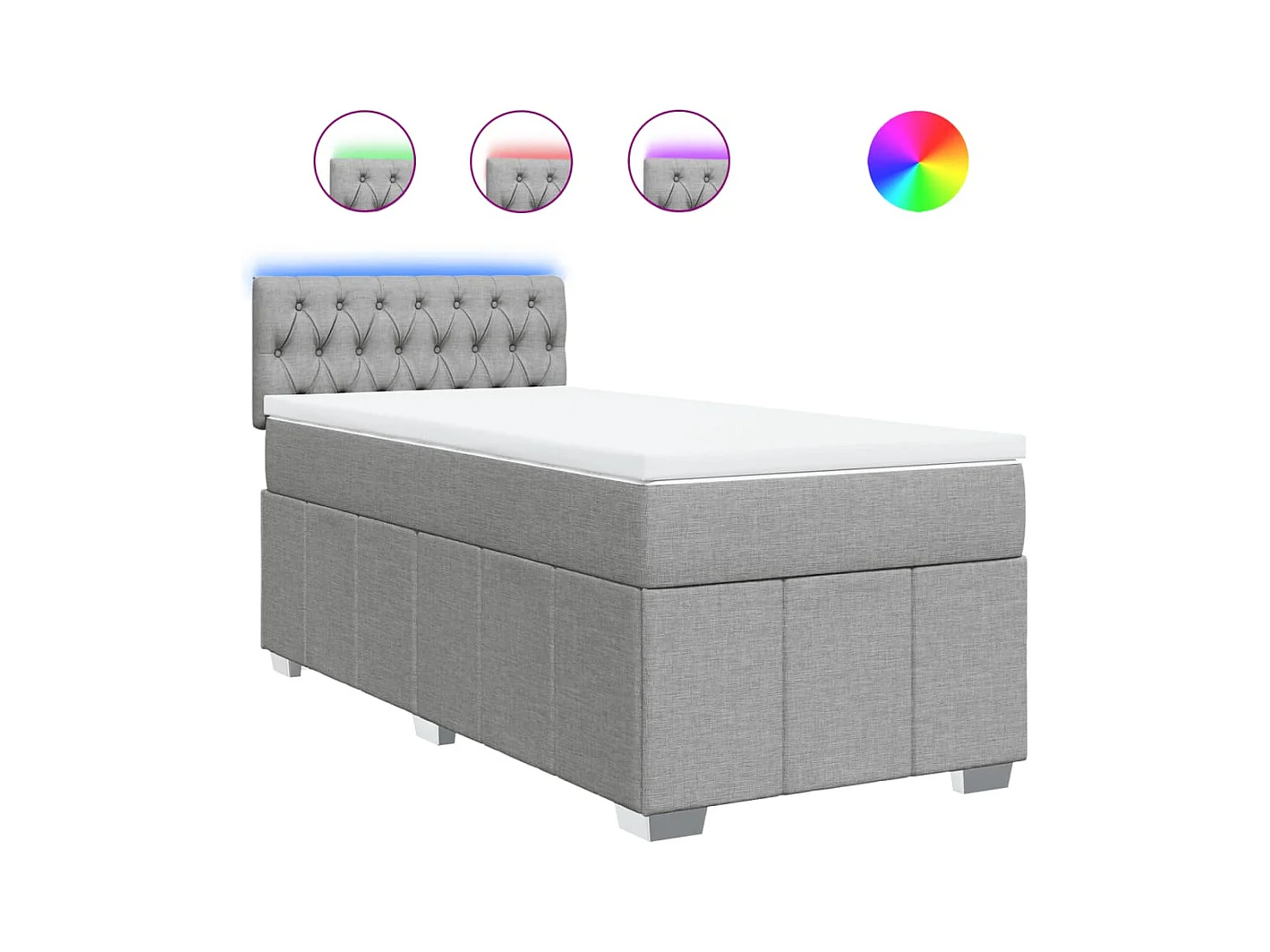 Sommier à lattes de lit avec matelas gris clair 80x200 cm tissu