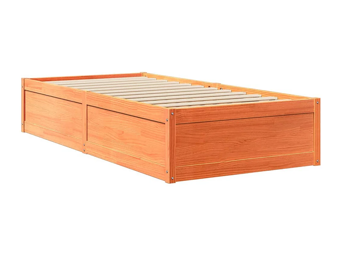 Lit avec matelas cire marron 90x200 cm bois massif de pin
