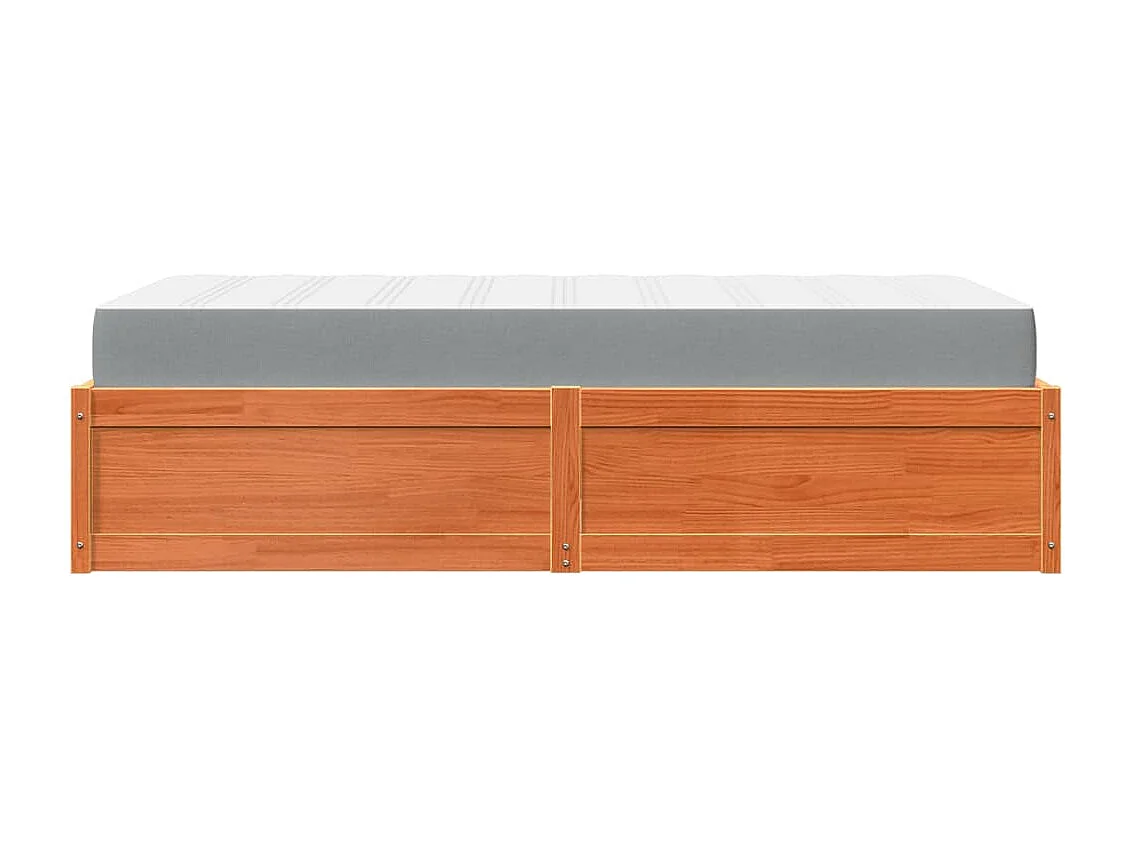 Lit avec matelas cire marron 90x200 cm bois massif de pin