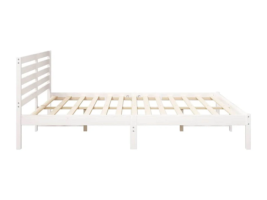 Struttura letto bianca 200 x 200 cm in legno massello di pino