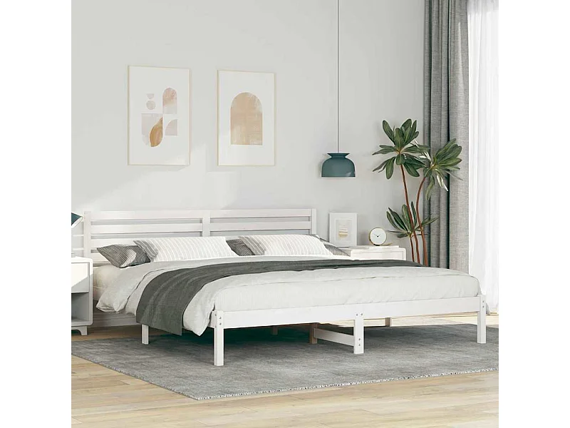 Struttura letto bianca 200 x 200 cm in legno massello di pino