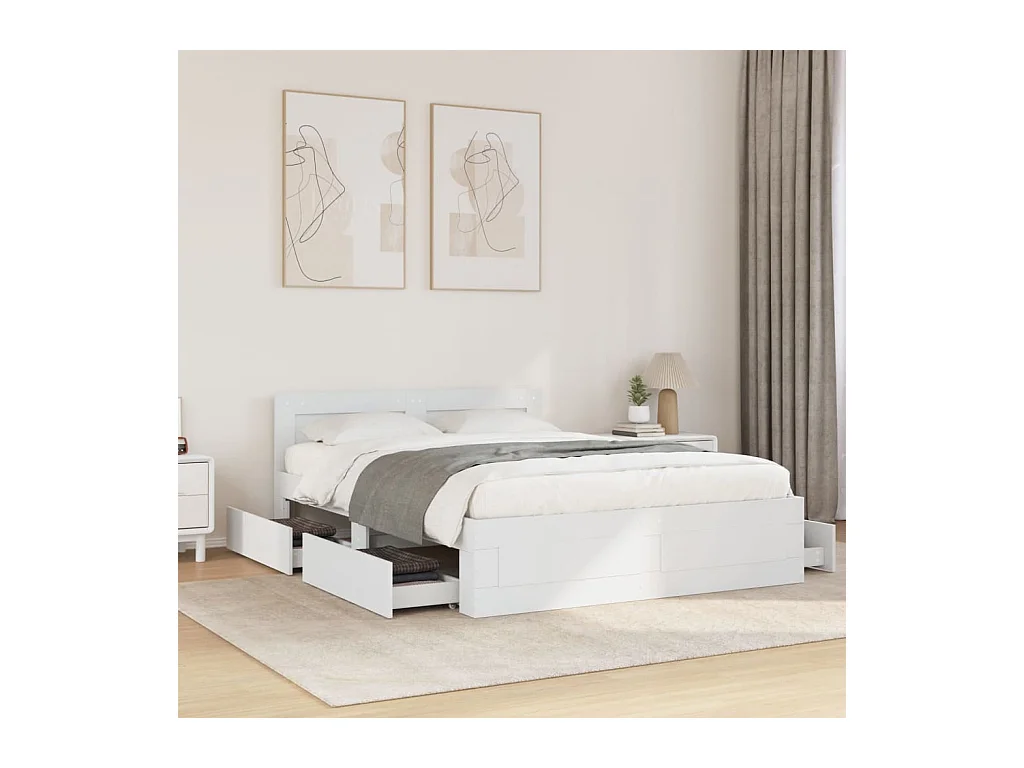 Estructura de cama con cabecero sin colchón blanco 120x190 cm