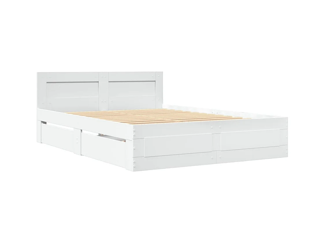 Estructura de cama con cabecero sin colchón blanco 120x190 cm