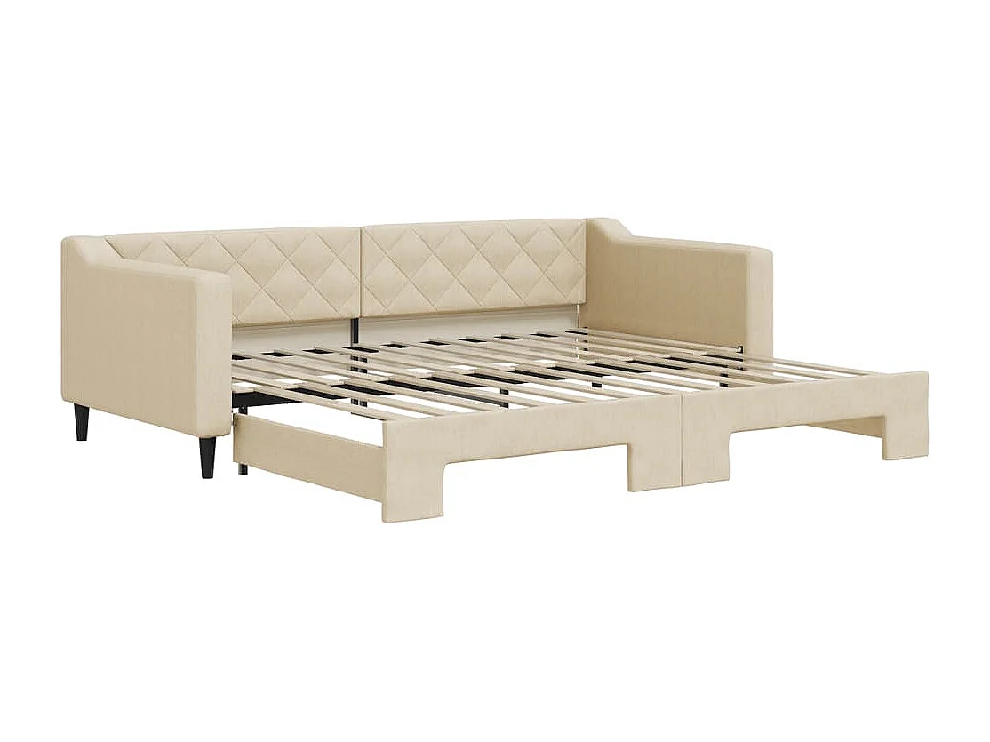 Tagesbett mit Ausziehbett ohne cremefarbene Matratze 90x200 cm