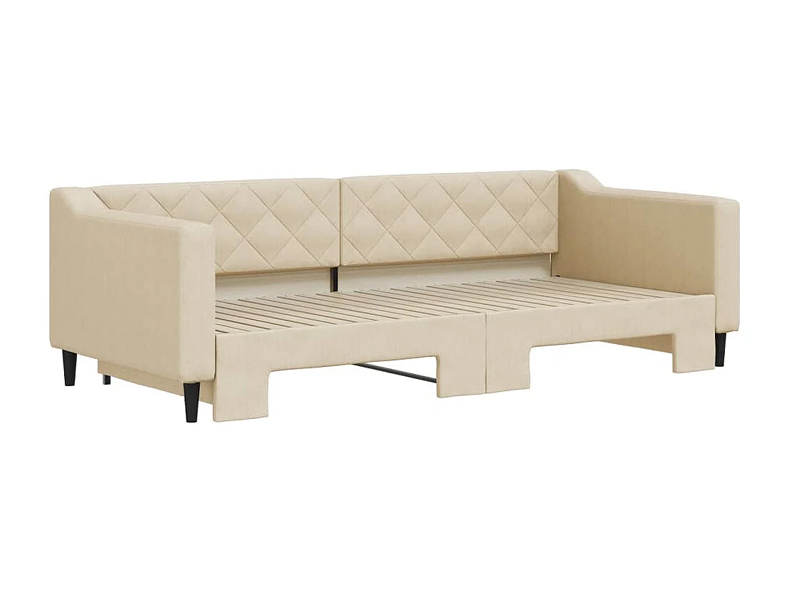 Tagesbett mit Ausziehbett ohne cremefarbene Matratze 90x200 cm