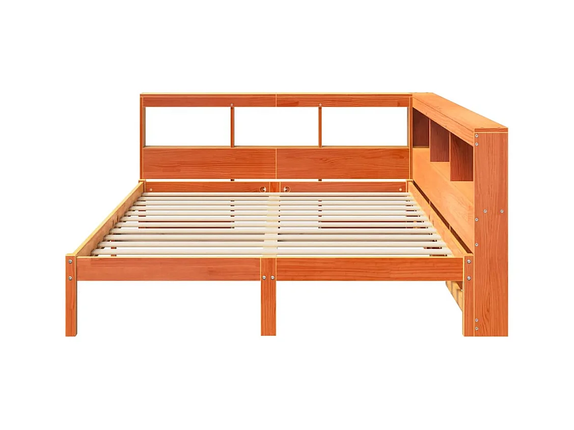 Boekenkastbed zonder matras, bruine was, 140x200 cm, massief grenen