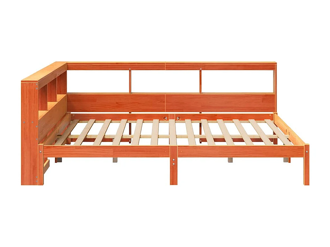 Boekenkastbed zonder matras, bruine was, 140x200 cm, massief grenen