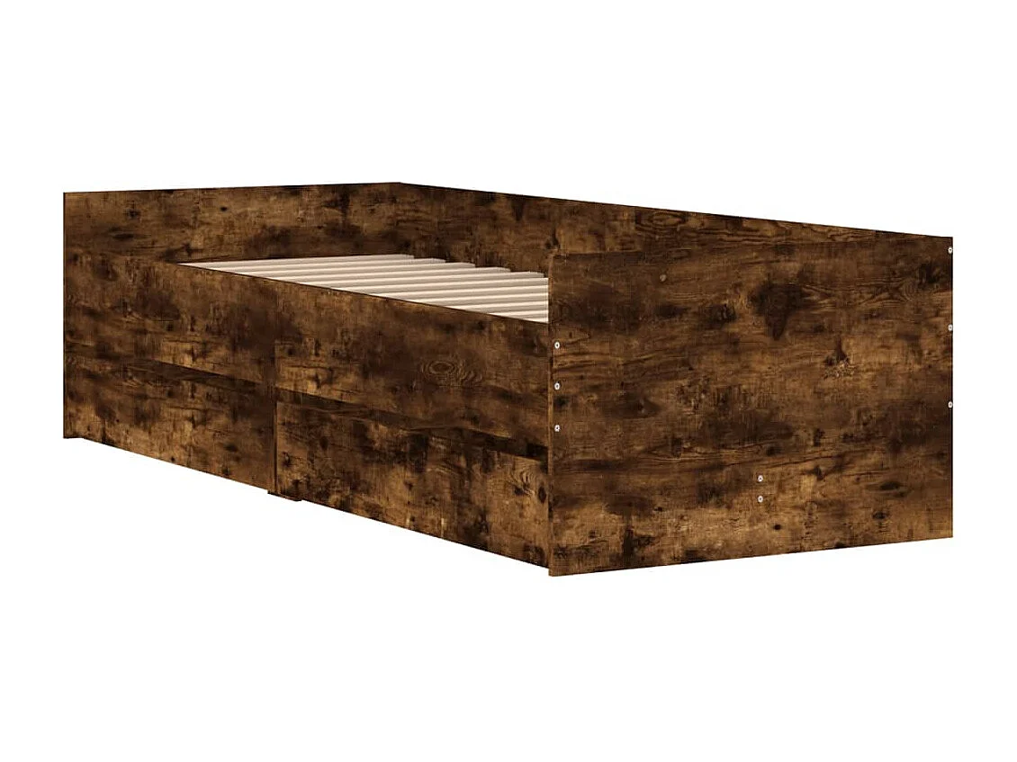 Estructura de cama sin colchón roble ahumado 75x190 cm