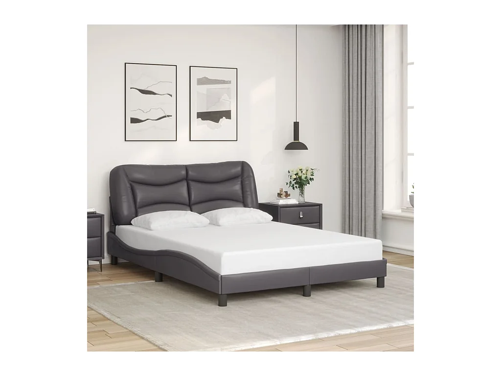 Struttura letto con LED senza materasso grigio 140x190 cm