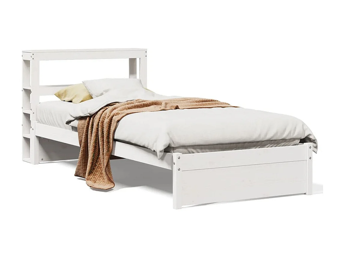 Cadre de lit avec tête de lit sans matelas blanc 90x200 cm