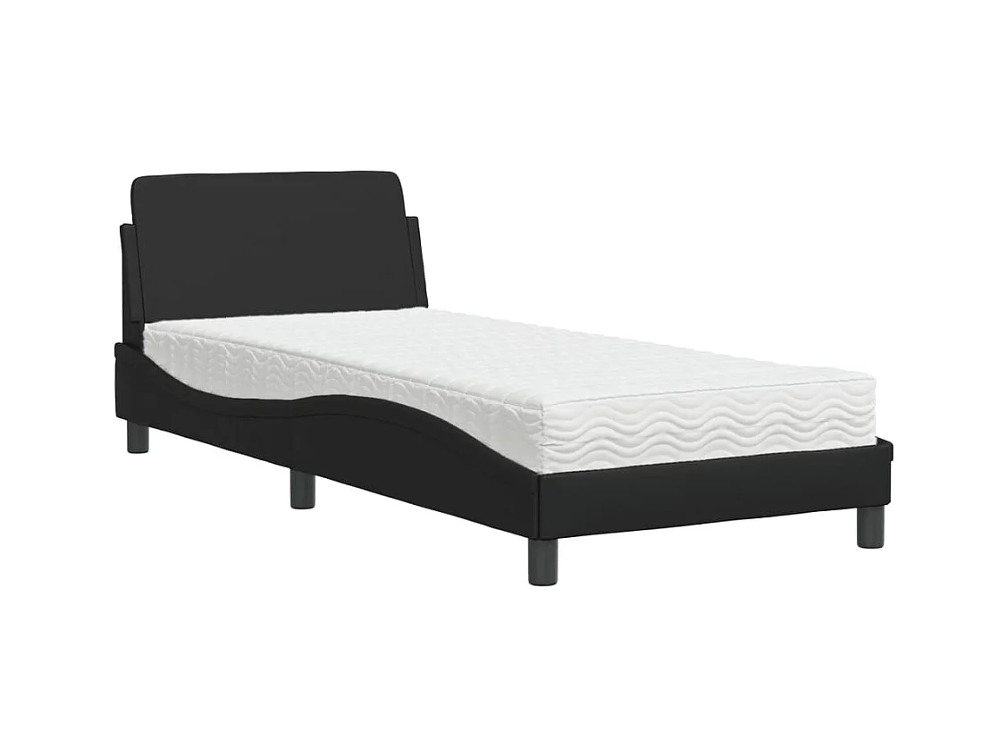 Letto con materasso nero 90x190 cm in similpelle