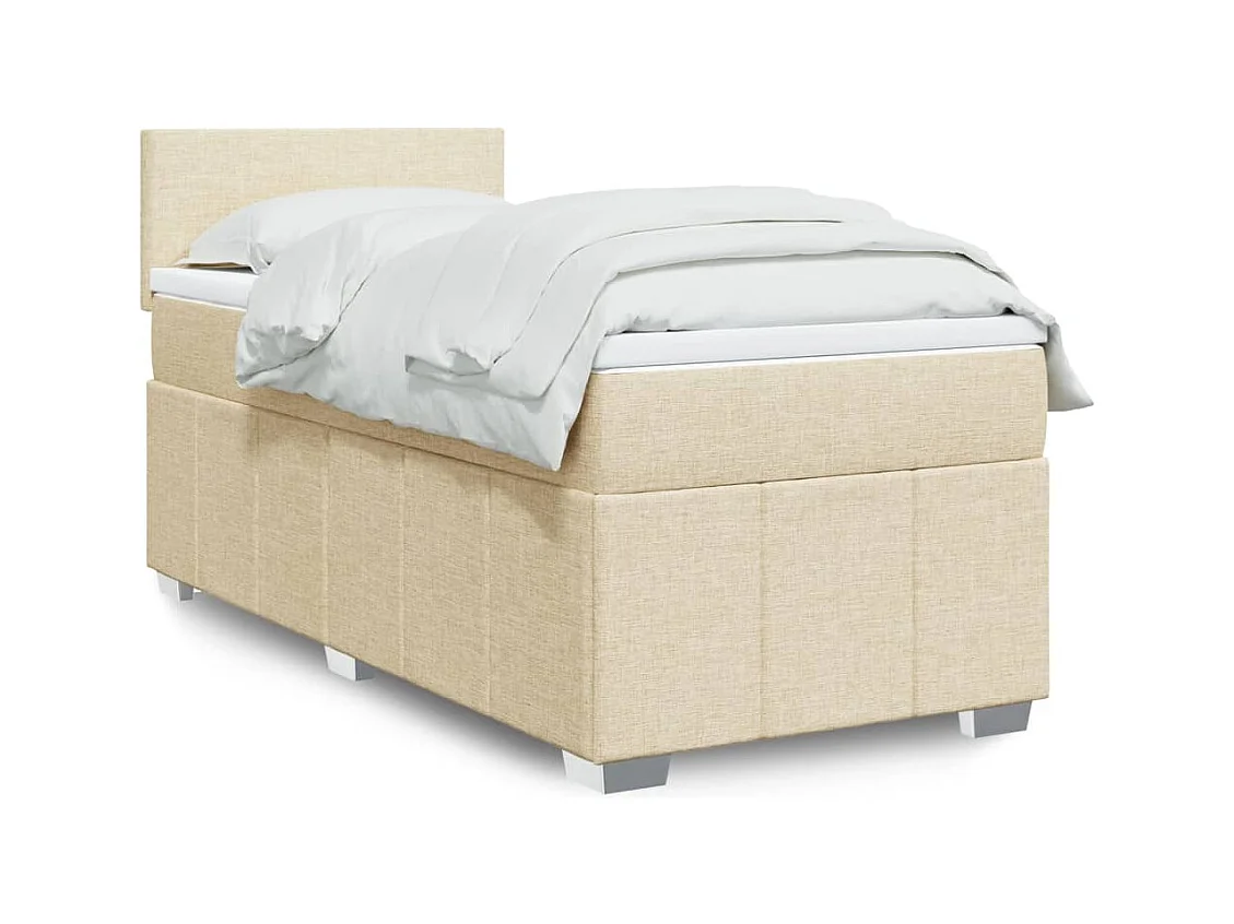 Sommier à lattes de lit avec matelas Crème 90x200 cm Tissu