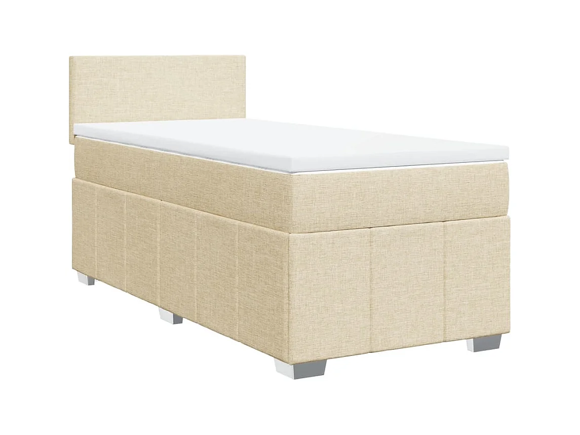 Sommier à lattes de lit avec matelas Crème 90x200 cm Tissu