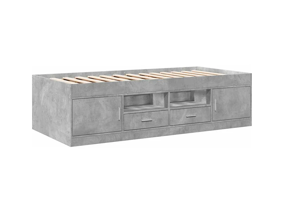 Divano letto con cassetti senza materasso grigio cemento 75x190 cm