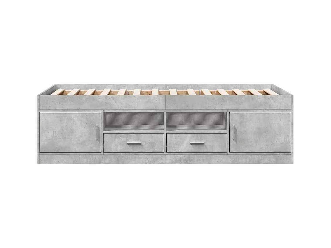 Divano letto con cassetti senza materasso grigio cemento 75x190 cm