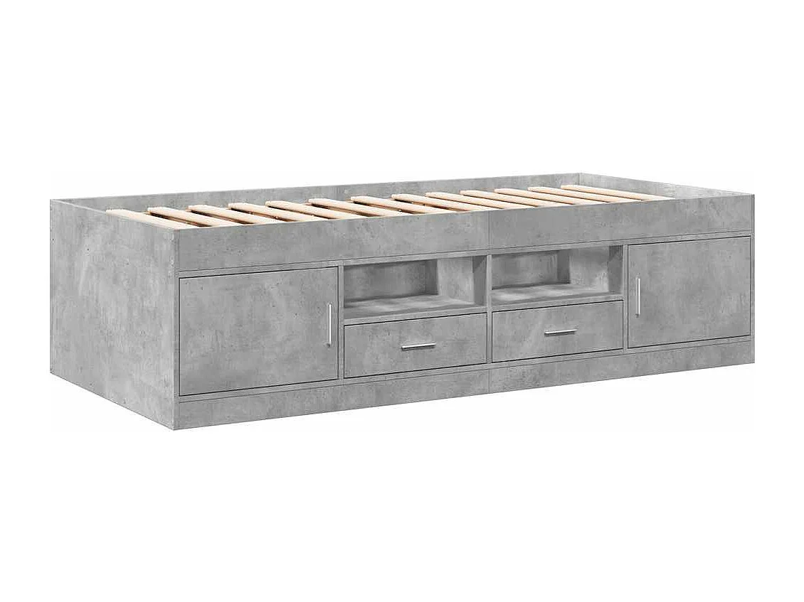 Lit de jour avec tiroirs sans matelas gris béton 75x190 cm