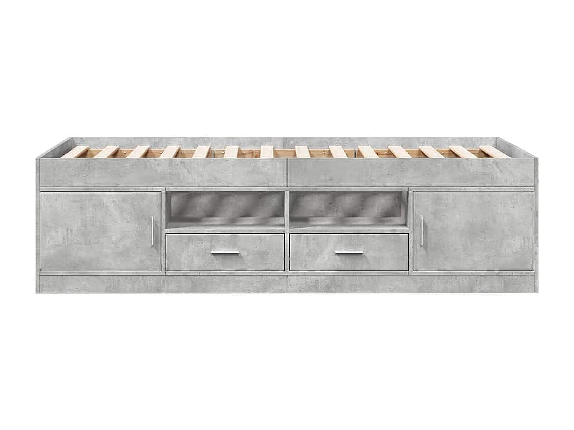 Lit de jour avec tiroirs sans matelas gris béton 75x190 cm