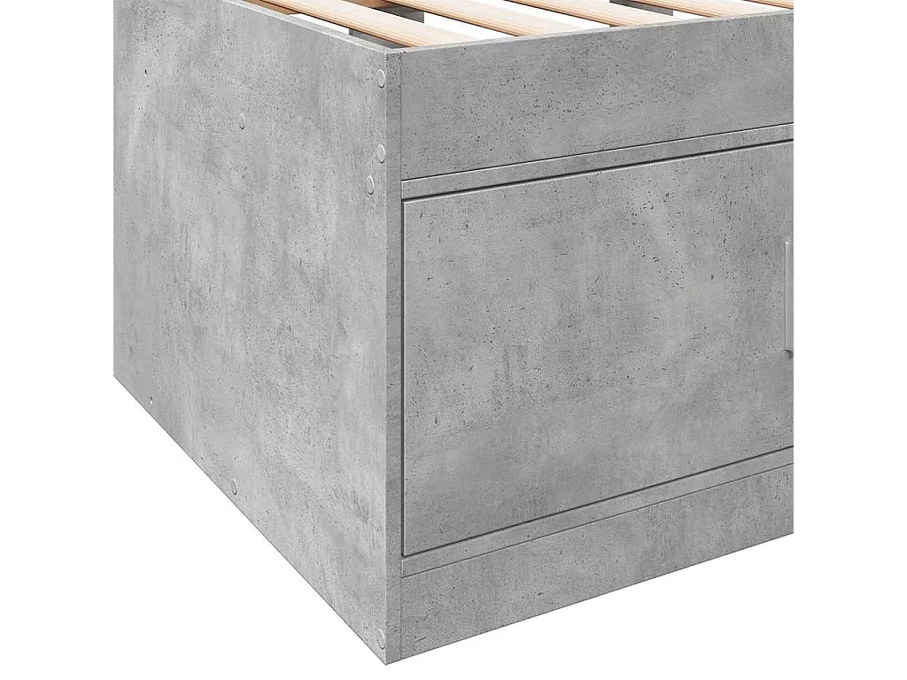 Lit de jour avec tiroirs sans matelas gris béton 75x190 cm