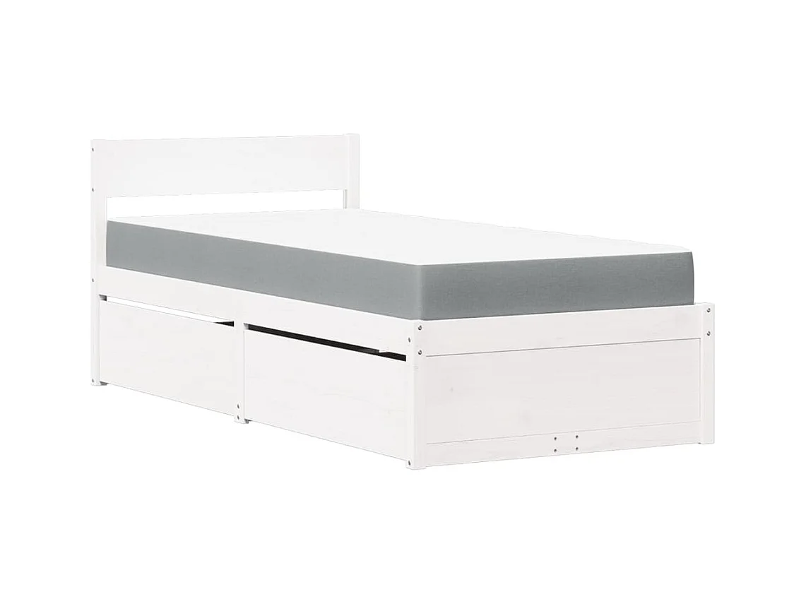 Bed met lades en witte matras 90x190 cm massief grenenhout