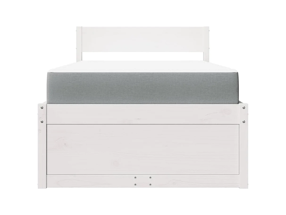 Bed met lades en witte matras 90x190 cm massief grenenhout