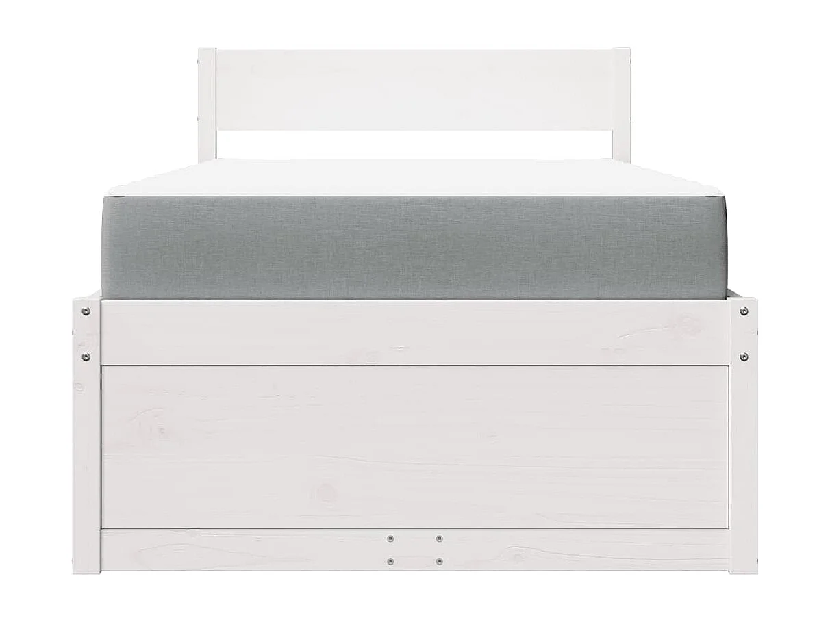 Bed met lades en witte matras 90x190 cm massief grenenhout