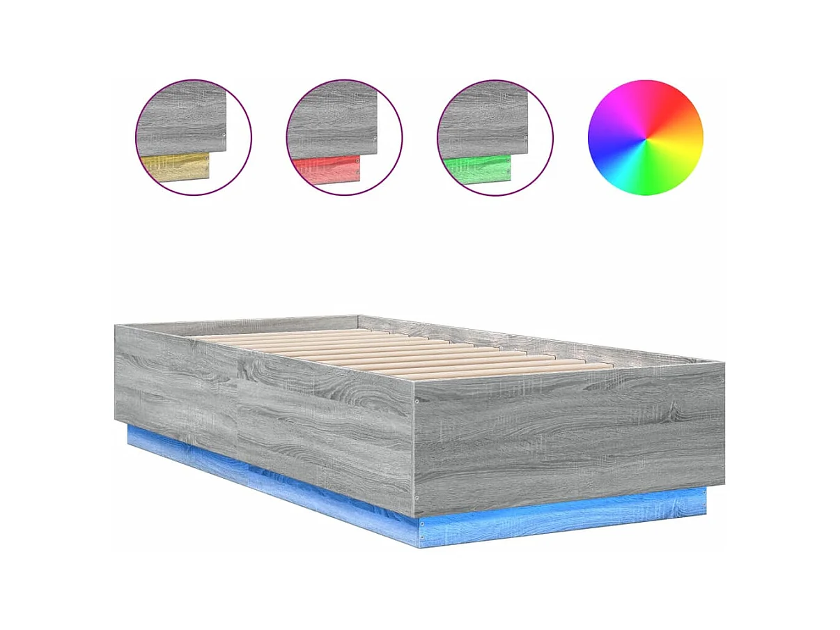 Bedframe met LED zonder matras Sonoma grijs 90x200 cm