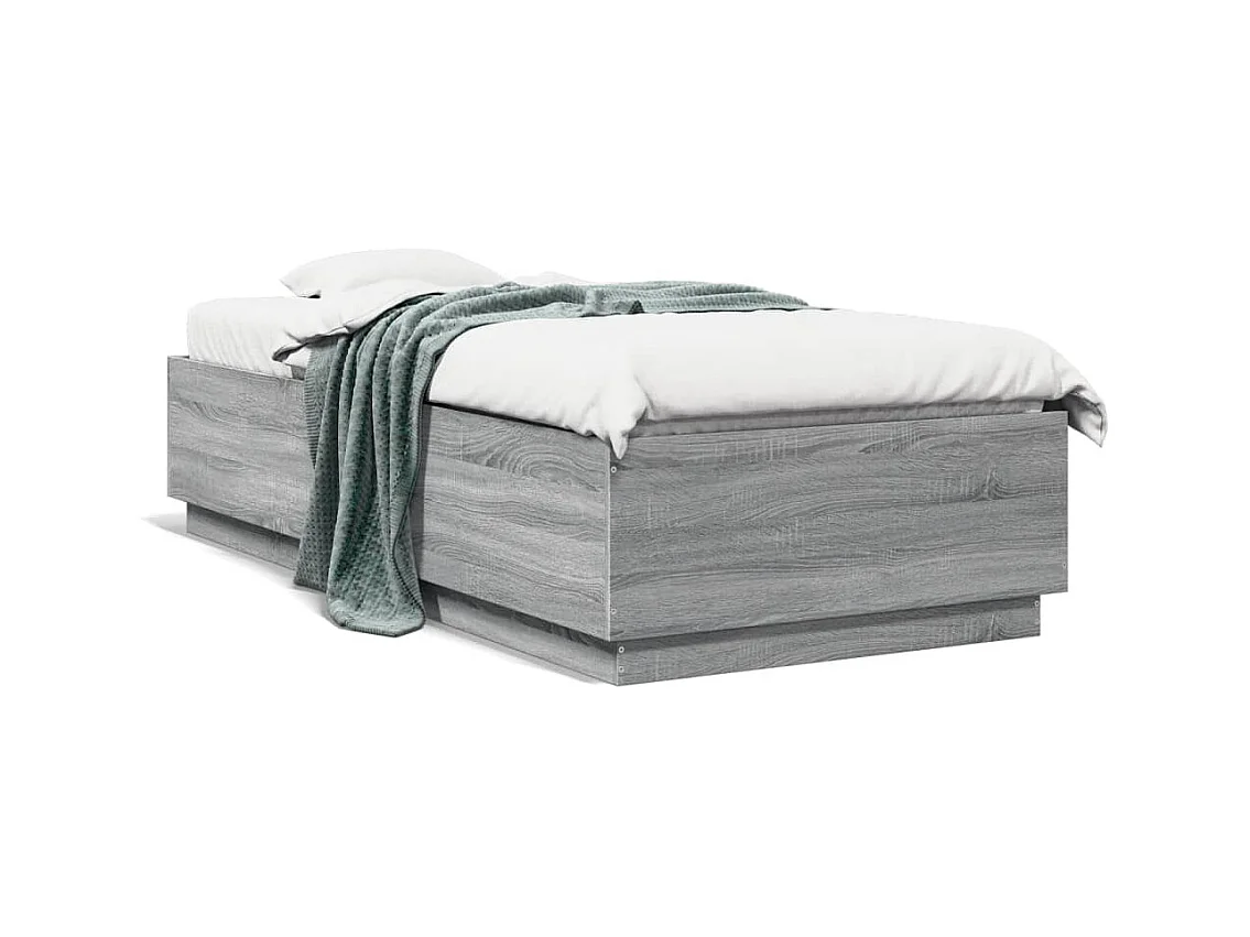 Bedframe met LED zonder matras Sonoma grijs 90x200 cm