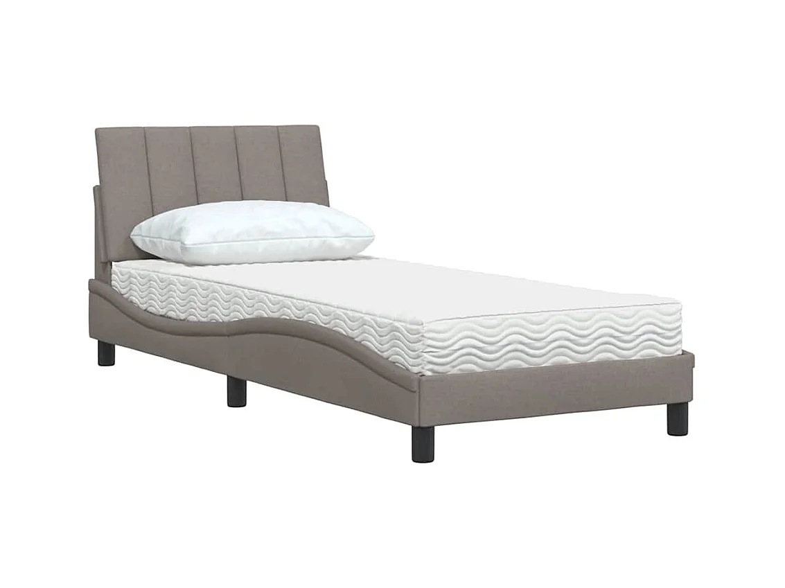 Lit avec matelas taupe 90x200 cm tissu