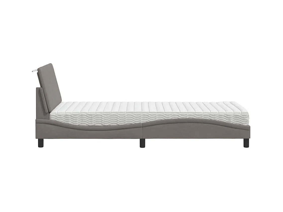 Lit avec matelas taupe 90x200 cm tissu