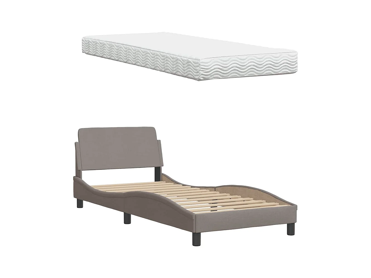 Lit avec matelas taupe 90x200 cm tissu