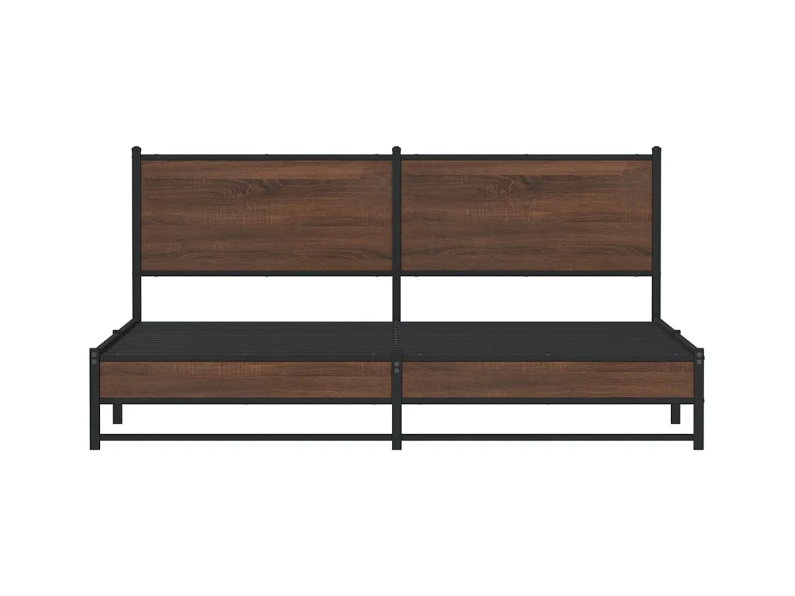 Estructura de cama de metal sin colchón roble marrón 180x200 cm