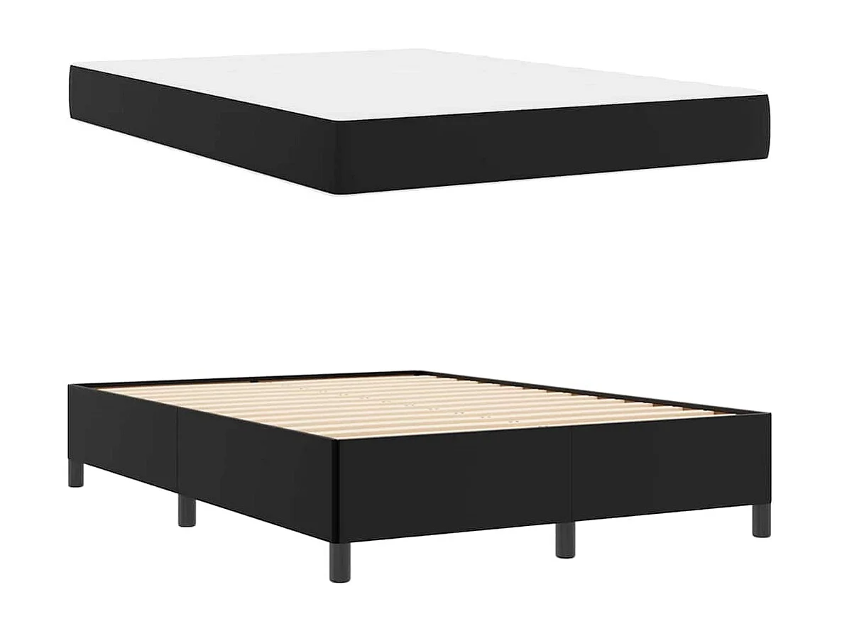 Struttura letto con materasso Nero 140 x 190 cm Similpelle