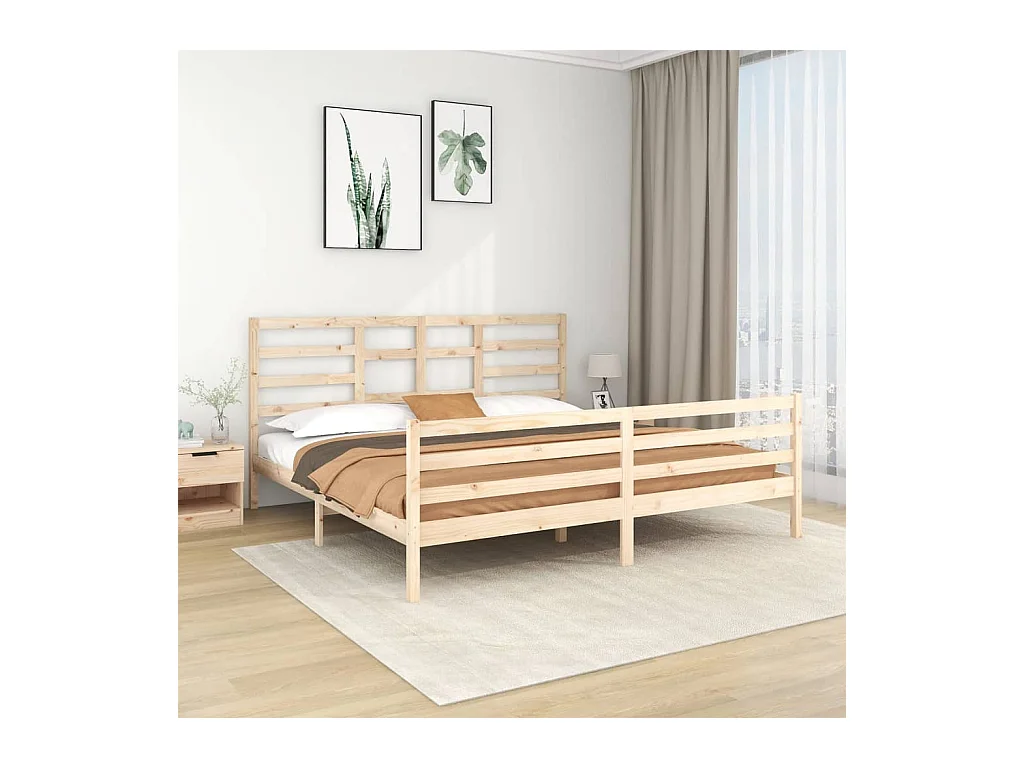 Struttura letto senza materasso in legno massello 200x200 cm