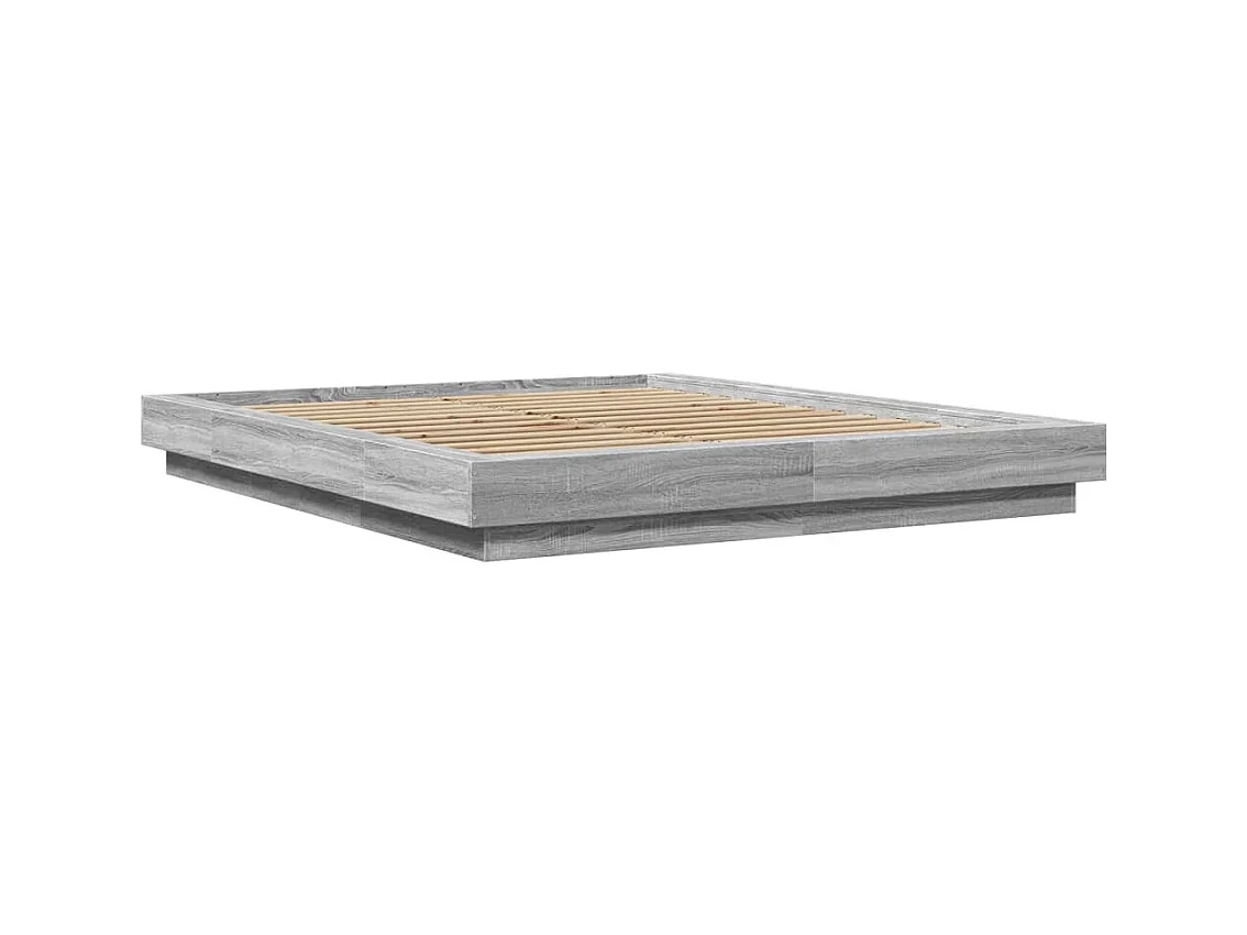 Bedframe en LED-verlichting zonder matras Sonoma grijs 160x200cm