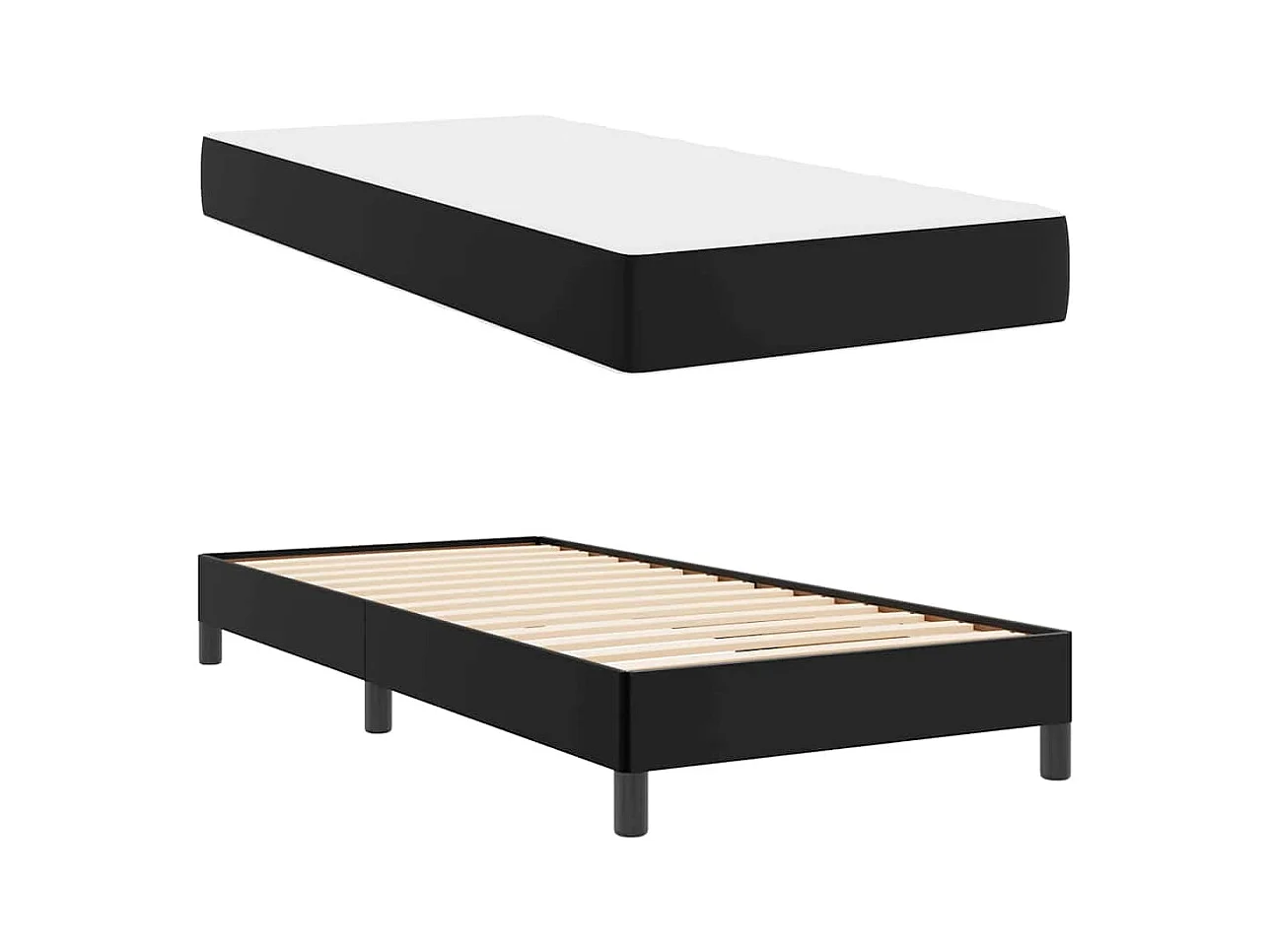Lit avec matelas Noir 100 x 200 cm Faux cuir