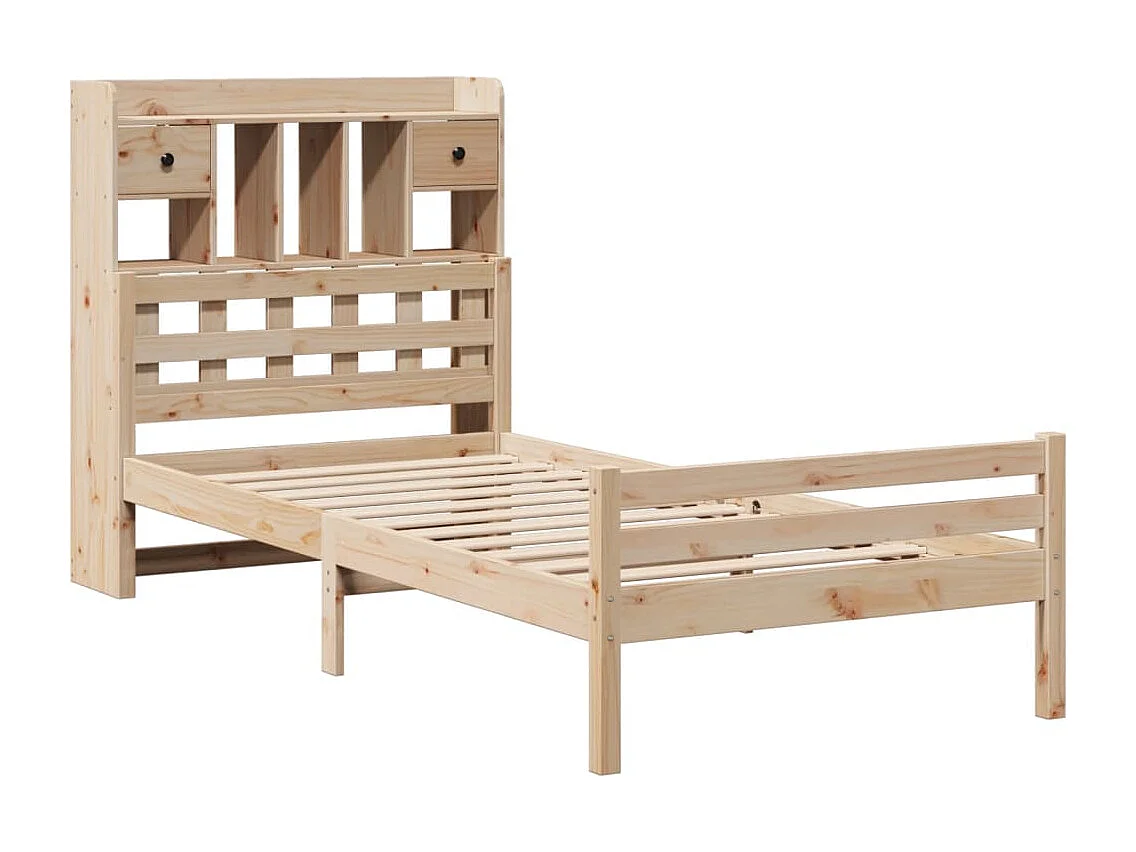 Lit bibliothèque sans matelas 90x200 cm bois de pin massif