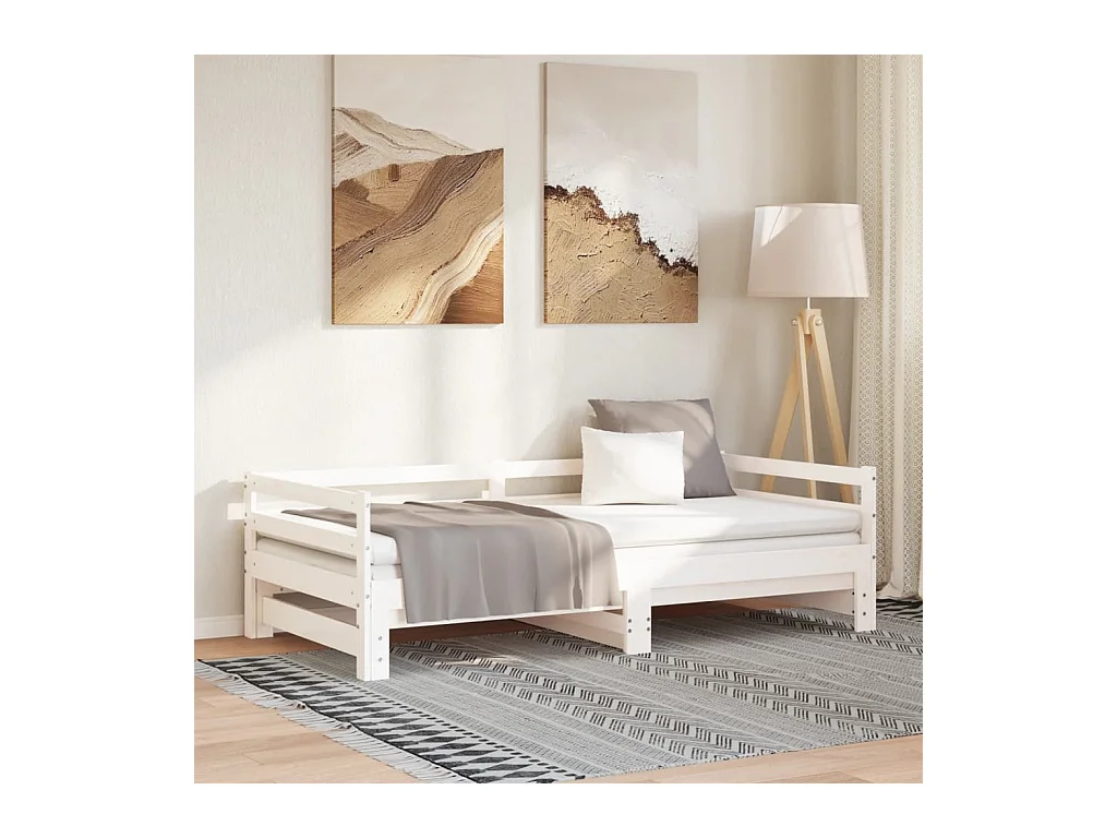 Lit coulissant sans matelas blanc 2x(90x200) cm