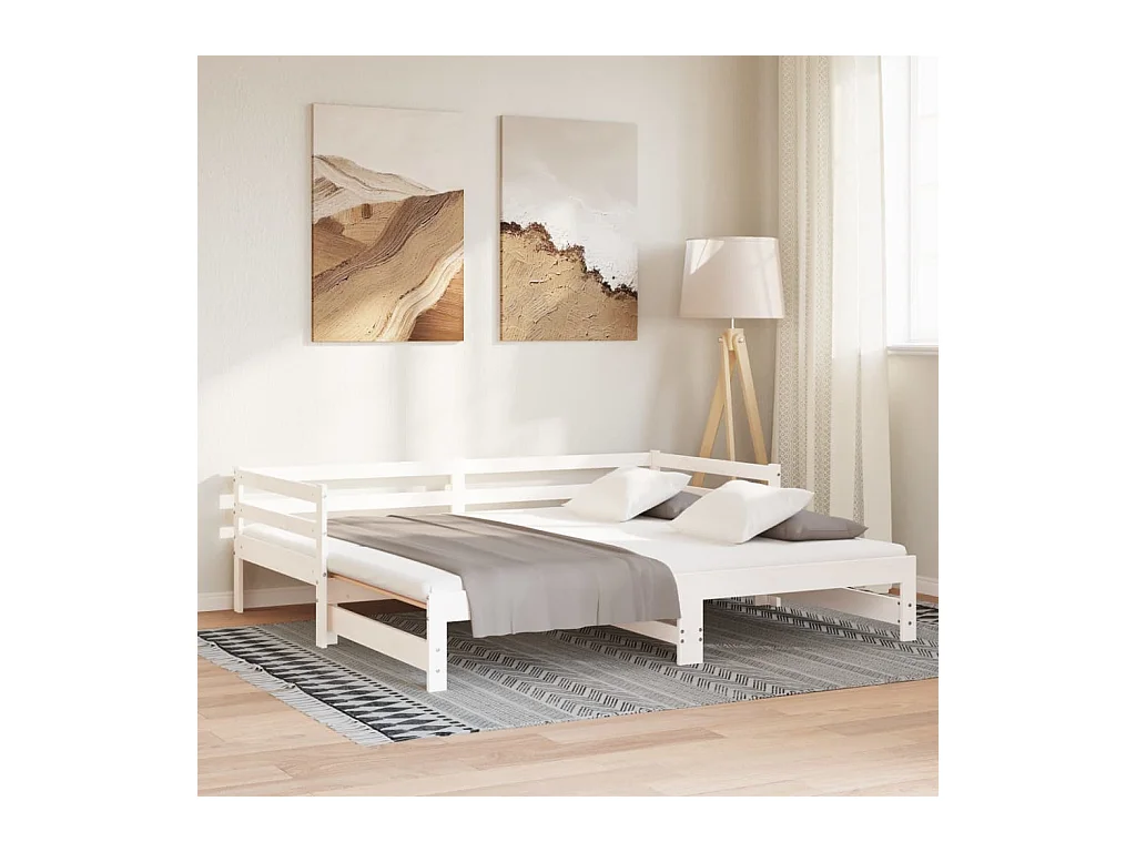 Lit coulissant sans matelas blanc 2x(90x200) cm