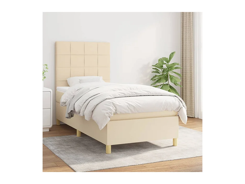 Sommier à lattes de lit avec matelas Crème 80x200 cm Tissu
