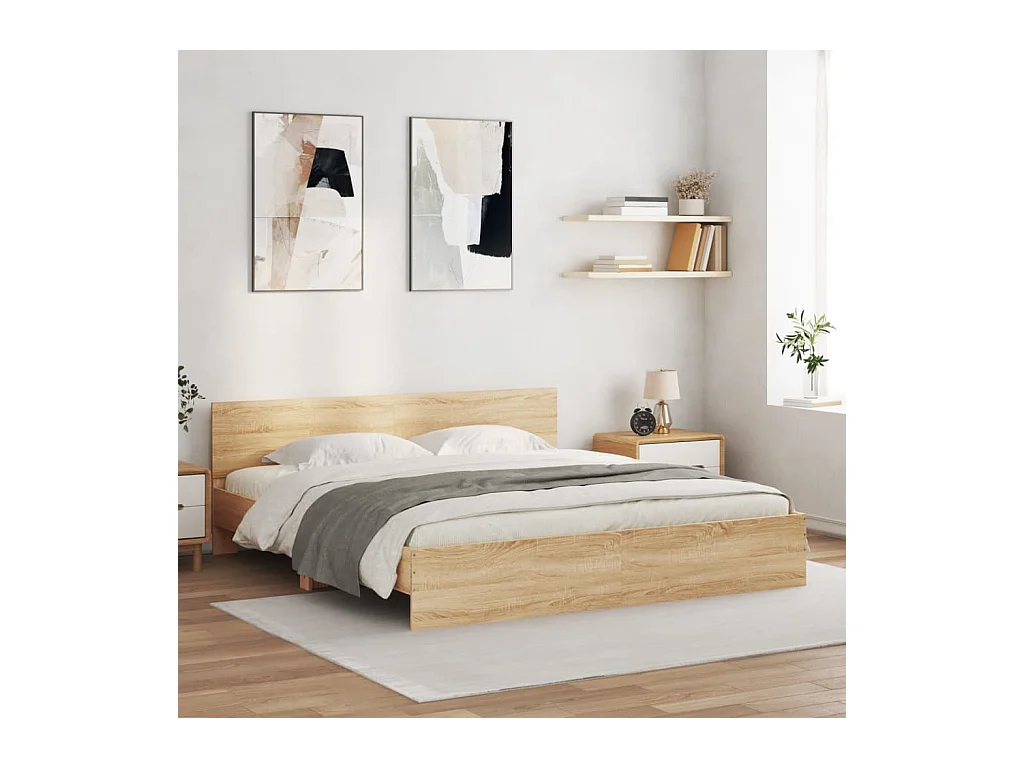 Bedframe met LED zonder matras Sonoma eiken 180x200 cm