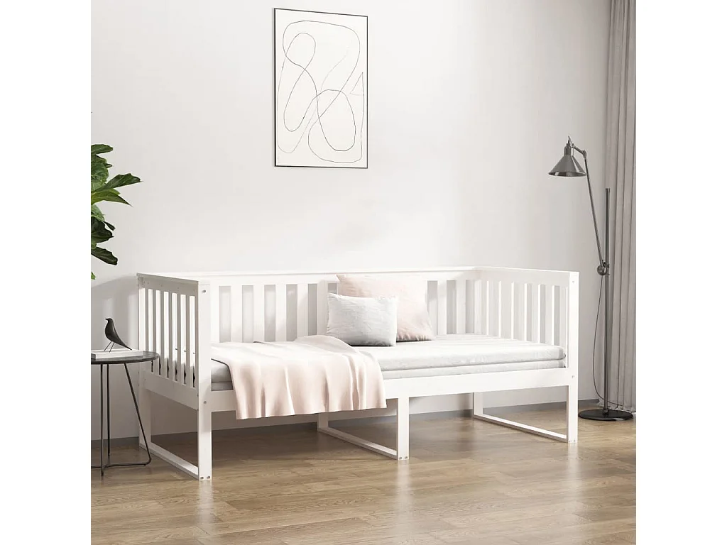 Lit de jour sans matelas blanc 100x200 cm bois de pin massif