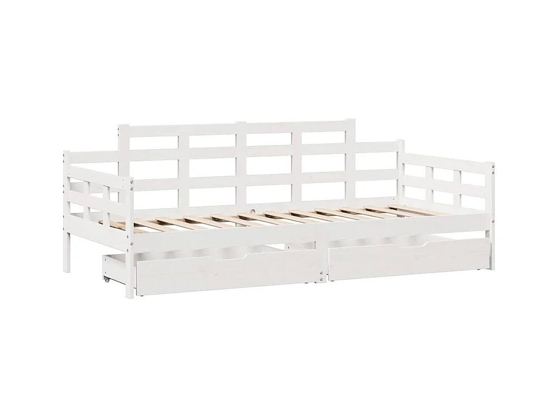 Cama de día y cajones sin colchón blanco 90x200 cm madera maciza