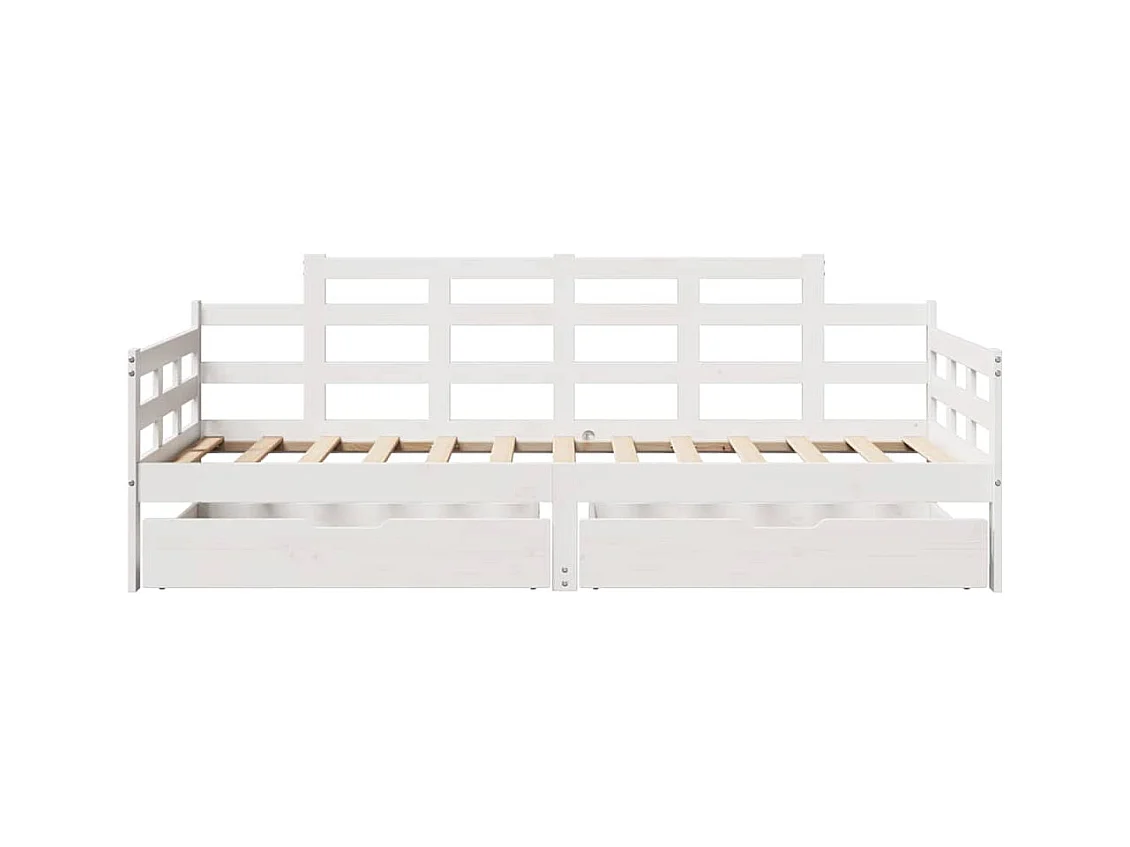 Cama de día y cajones sin colchón blanco 90x200 cm madera maciza