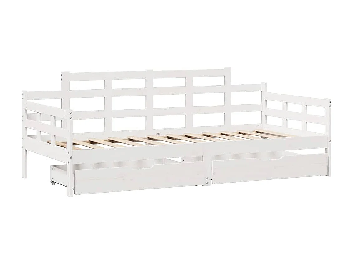 Cama de día y cajones sin colchón blanco 90x200 cm madera maciza