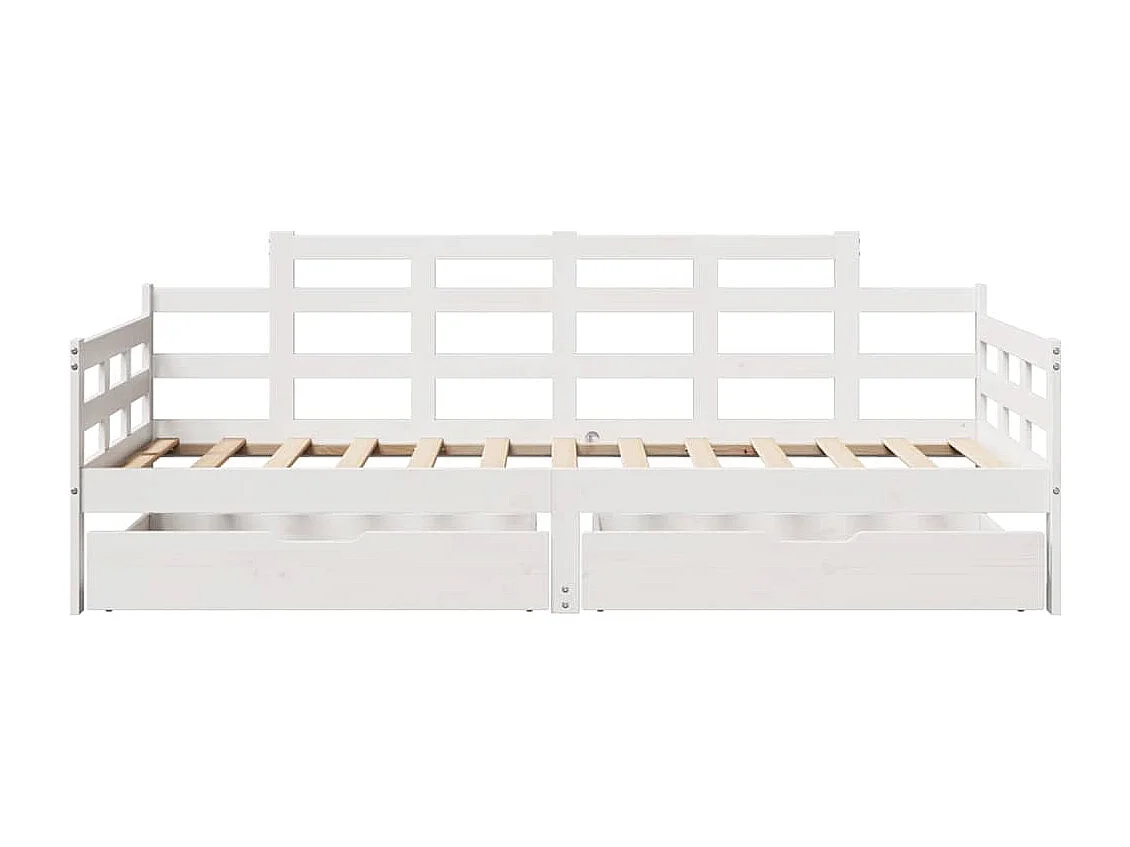 Cama de día y cajones sin colchón blanco 90x200 cm madera maciza