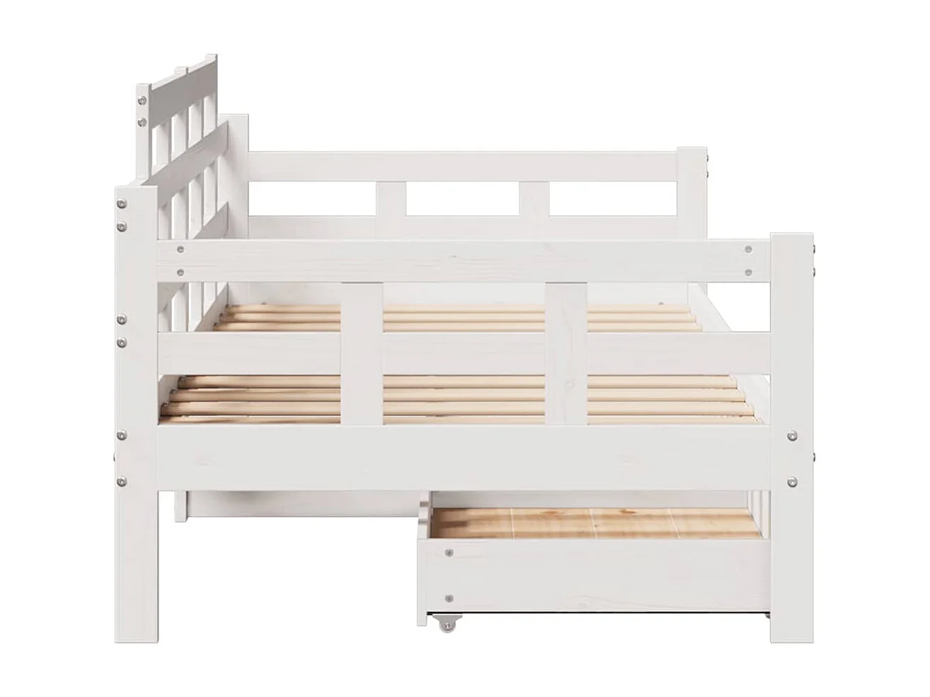 Cama de día y cajones sin colchón blanco 90x200 cm madera maciza